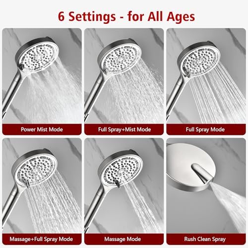 SUMERAIN Rain Shower System with High Flow Tub Spout, Brushed Nickel - Image 6