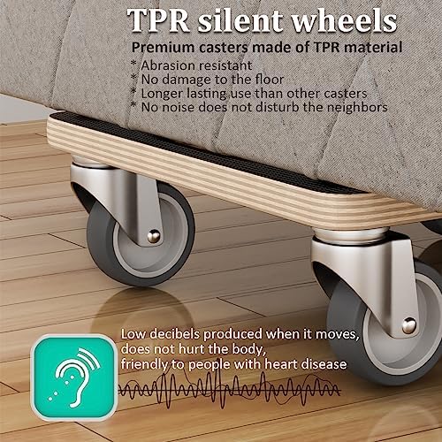 Furniture Mover Dolly Portable Wood Rolling Mover for Heavy Furniture Sofa Cabinet Refrigerator, with 4 360° Rotatable Rubber Universal Wheels, 550 Lbs Capacity, Black (2 Packs) - Image 4