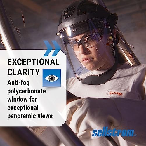 Sellstrom DP4 Face Shield - Lightweight Mask with High Impact Chin Guard, Crown & Ratchet Headgear for Work, Grinding, Cutting - ANSI Z87.1 - Anti Fog Polycarbonate Window - Image 2