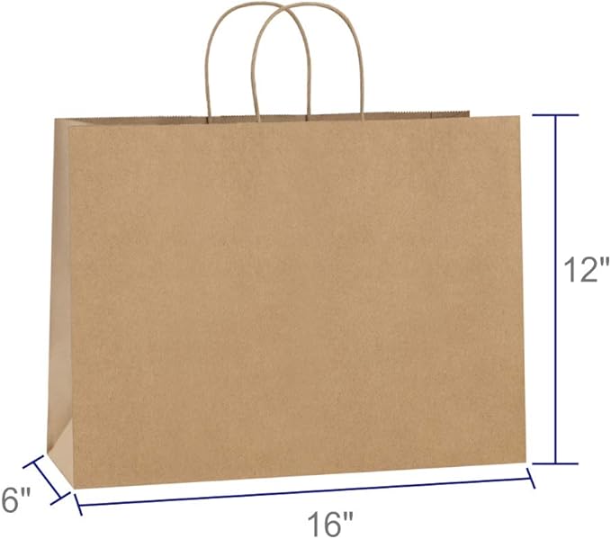 BagDream 100Pcs 16x6x12 Inches Kraft Paper Bags - Image 2