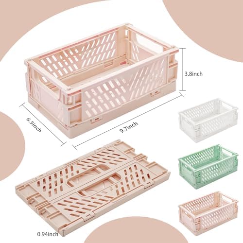 3 Pack Large Plastic Storage Basket for Shelf Organizing, Collapsible Crate Folding Storage Bin for Desk Organizier Stackable Containers for Home Kitchen Classroom Office Bathroom Storage(10x6.5x2.7") - Image 2