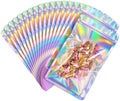 FUNFERY 100 Pack,Round Corner Clear Window Smell Proof Holographic Bags by FUNFERY