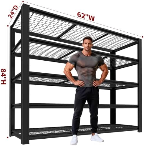 5T 62“ W x 24” D x 84" H Heavy-Duty Garage Shelving, Metal Shelving, 6000LBS Storage Shelves, Adjustable Metal Shelves for Storage, Industrial Garage Shelves for Warehouses and Basements*3 - Image 3