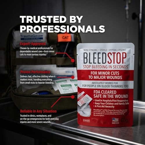 BleedStop™ First Aid Powder for Blood Clotting, Trauma Kit, Blood Thinner Patients, Camping Safety, and Survival Equipment for Moderate to Severe Bleeding Wounds or Nosebleeds - 2 (20g) Pouches - Image 4
