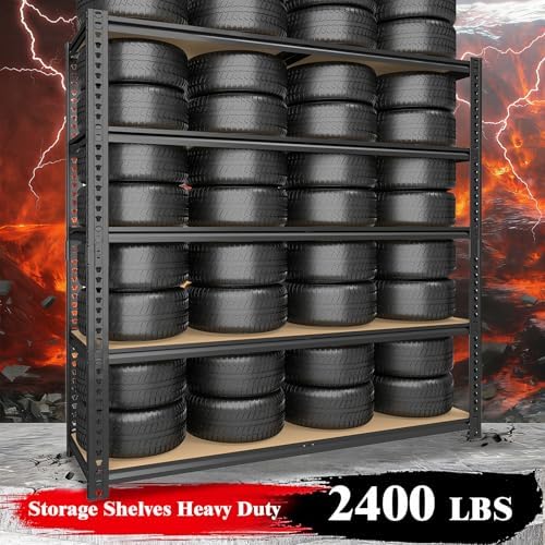 72" H Garage Storage Shelves,Storage Shelves Heavy Duty,2400LBS Metal Shelving Units,Adjustable Garage Shelving Heavy Duty for Garage Storage,Warehouse,16"x35.5"x72 - Image 4