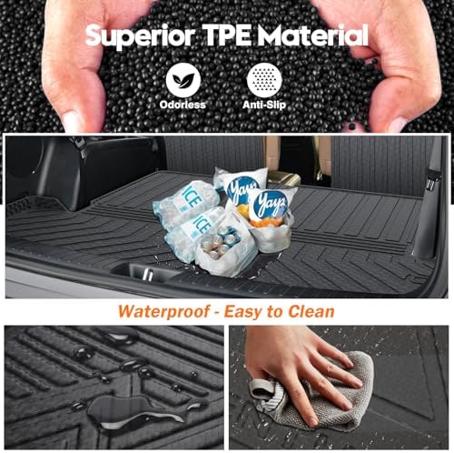 KUST Trunk Cargo Mat for Kia Sorento 2021-2025 2026 (6 Seats), TPE Rubber Rear Cargo Liner with 2nd Row Backrest Mat for Sorento Accessories All Weather Protection Cover 3PCS - Image 7
