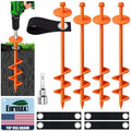 Eurmax USA 4 Pack Universal Ground Anchors High Wind, Heavy Duty Screw-in Trampoline Stakes with 4 Straps, Upgraded Commercial Anchor Kit for Outdoor Sheds, Swing Sets & Mobile Homes (Orange) by Eurmax