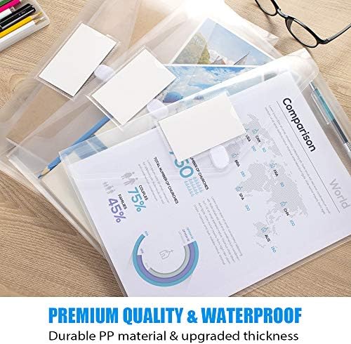 Sooez 24 Pack Plastic Envelopes Poly Envelopes, Clear Document File Folders US Letter A4 Size File Envelopes with Label Pocket for School Home Work Office Organization, Clear - Image 5