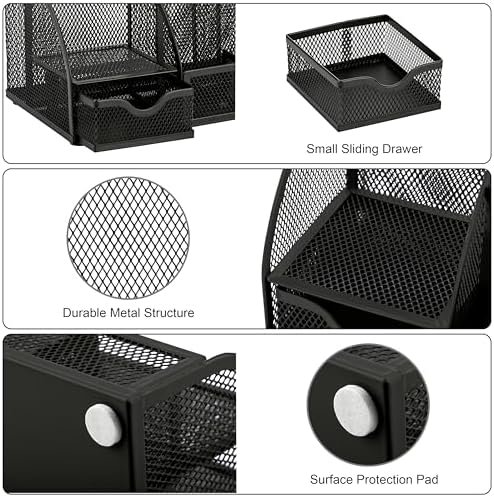Exerz Desk Organizer 7 Compartment Pencil Holder Office Tidy Caddy Black - Image 6