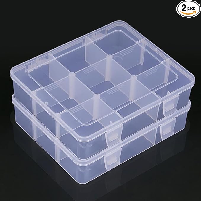 2 Pcs 9 Grids Clear Organizer Box Plastic Storage Container by Mantain