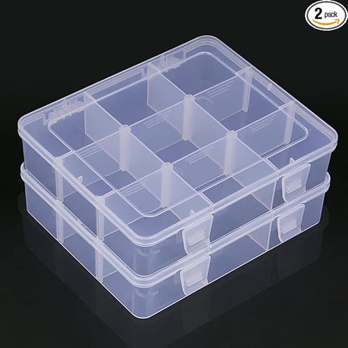 2 Pcs 9 Grids Clear Organizer Box Plastic Storage Container by Mantain