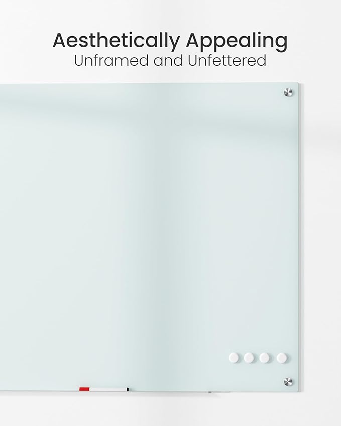 VUSIGN Glass Dry Erase Board for Wall, Large Frameless Mounted White Board Dry - Image 4