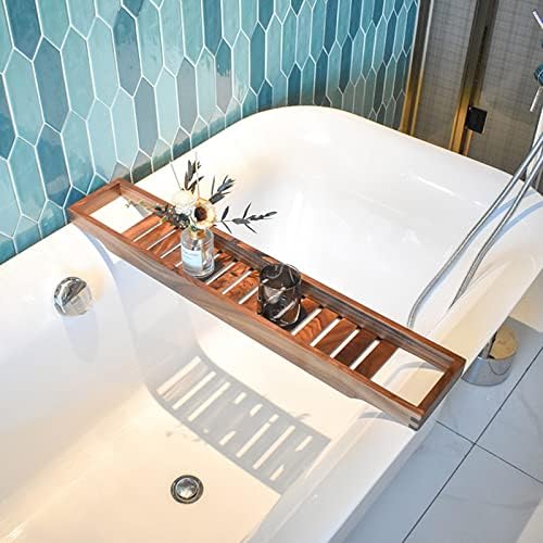 Walnut Bath Caddy Tray with Tablet Holder and Book Stand Luxury Bathroom Accessory Rack for a Relaxing Bath Experience (70 * 22cm) - Image 3
