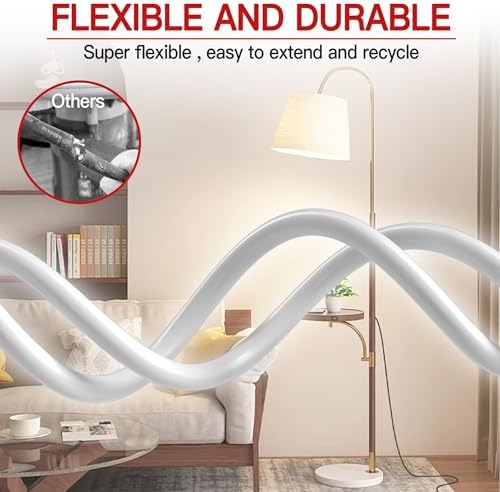 Skrizcable 16/3 12 FT Indoor Extension Cord Flexible, White Power Cord - Image 6