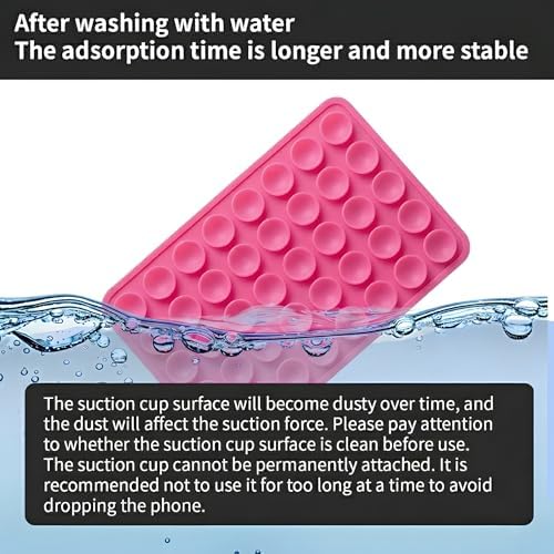 SHENGXIN 2 Pack Silicone Double-Sided Suction Grip – 40 Cups per Side, Strong Hold for iPhone, Galaxy, Pixel, Android – Hands-Free for Selfies & Videos (Rose Red) - Image 5