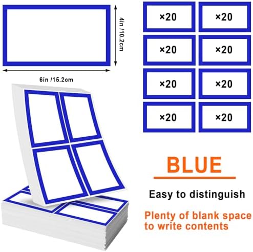 6 x 4 inch Large Moving Labels for Boxes, Blank Moving Boxes Labels Stickers, 160pcs 8 Color Coded Moving Stickers Packing Labels Stickers for Home Organization Projects, Kitchen, Storage Bins, (Blue) - Image 2