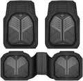 CAR PASS Heavy Duty Rubber Car Mats, Deep-Dish Car Floor Mats All Weather, Universal Two-Tone Trim-to-Fit for SUVs Trucks Sedans, Waterproof Anti-Slip, 3 Pieces V12 Black and Charcoal by CARPASS