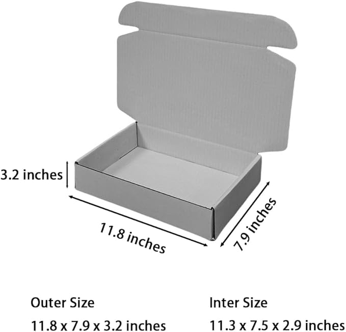 10 Pcs 11.8 x 7.9 x 3.2 inches Corrugated Cardboard Gift Boxes Recyclable - Image 2