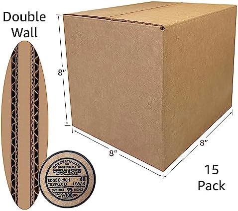 Corrugated Shipping Boxes, 8 x 8 x 8 inch, 15 Pack - Image 2