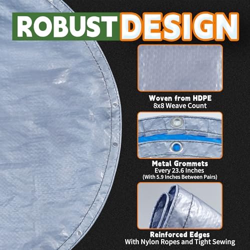RAINDEWAY 20 Feet Round Tarp Waterproof Multipurpose Circle Tarps - Image 3
