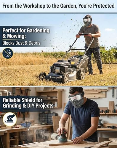 2026 Upgraded Detachable Full Face Goggle Mask, Anti-Fog Grass Cutting Goggles for Welding, Riding, Windproof Paintball Mask - Image 4