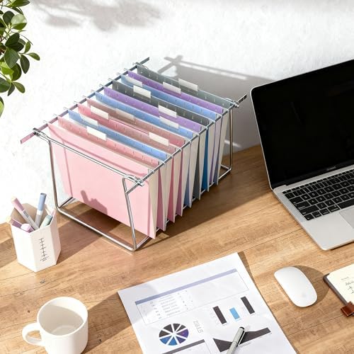 Zzrywuty Hanging File Folders Letter Size, 12-Pack Hanging File Folder with 1/5-Cut Tabs, Pastel File Folders Hanging Organizers for Filing Cabinet, Bulky Files & Medical Charts - Image 6