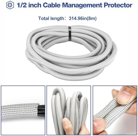 JOTO 26 Feet Cable Management Sleeve -Grey - Image 4
