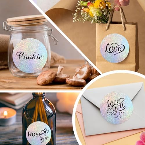 3 Inch Holographic Thermal Labels,Round Thermal Printer Labels,Waterproof Thermal Printer Stickers for DIY Logo Design,Name Tag,QR Code,Thanks Card 150 Labels/Roll (Small dots) - Image 6