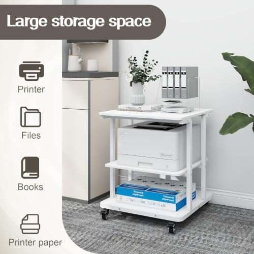 Natwind 3 Tier Laser Printer Stand,24''x20'' Side Table for Printer,White - Image 5