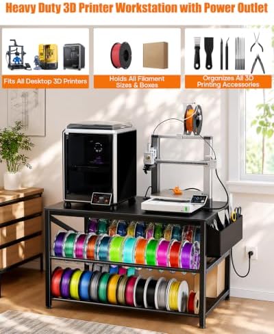 AHOWPD 3D Printer Stand with Filament Storage, Heavy Duty 3D Printer Table - Image 4