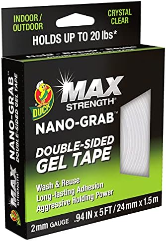 Duck MAX Strength Nano-Grab Double-Sided Gel Tape, 0.94" x 5 ft, Clear by DuckBrand