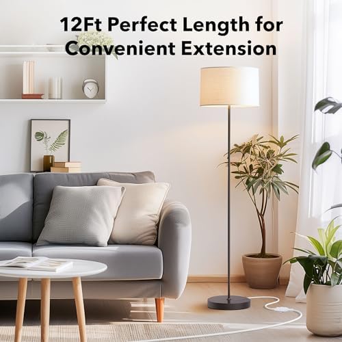 BN-LINK 12ft Outdoor Extension Cord, 3-Prong, 16 Gauge General Purpose Power Cord, Grounded Plug, White, for Landscaping & Holiday Decorations, Home & Office, 13A ETL - Image 3