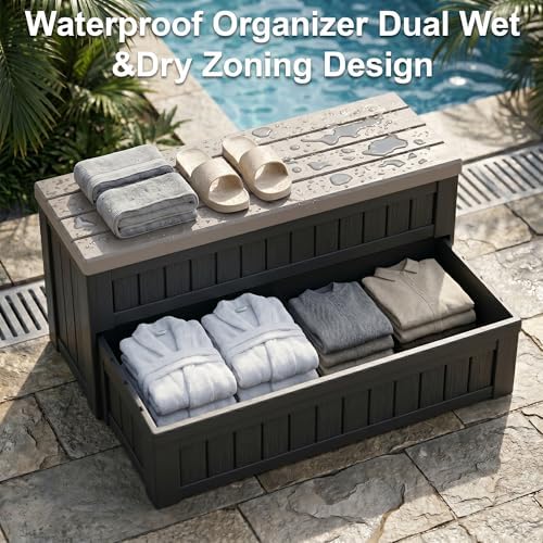 Fancyango Hot Tub Steps with Storage 36.6" L Two-Tone Gray & Black - Image 3