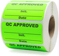 QC Approved Quality Control Labels, Bright Green, 500 Labels per Roll, by Unknown