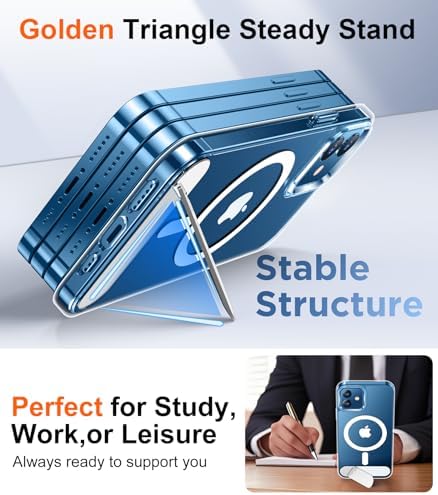 Temdan Magnetic Compatible with iPhone 12 Case & iPhone 12 Pro Case, [Built-in Invisible Kickstand][Compatible with MagSafe] [Military Grade Shockproof] Slim Thin Phone Case 6.1" - Image 3