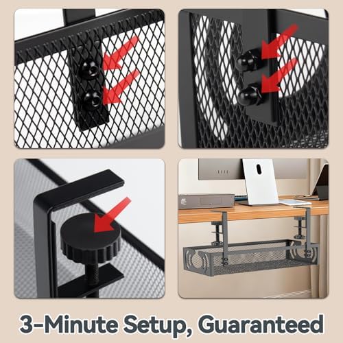 Cable Management, 15'' Under Desk Cable Management Tray No Drill - Image 6