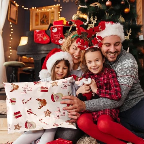 Fuxury Christmas Poly Mailers 14.5x19 Inch 500Pcs,Large Shipping Bags for Clothing,Strong Adhesive Shipping Envelopes for Small Business, Self Seal Poly Bag Mailing Envelopes White Santa Gift Decor - Image 6