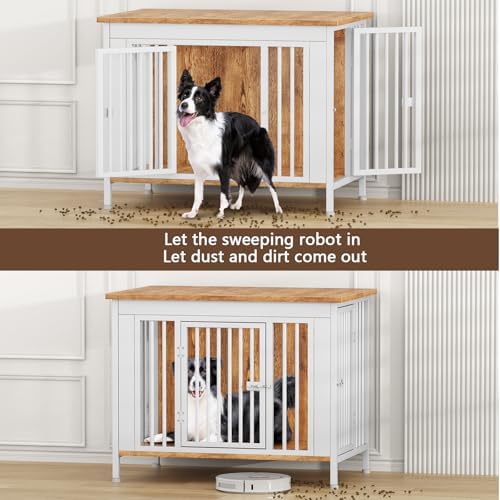 EasyCom 39.96" Dog Crate Furniture for 1 or 2 Dogs, 35-60 Pounds, White - Image 2