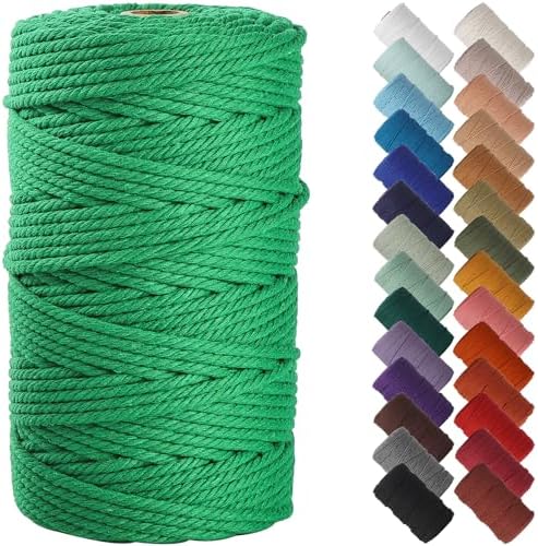 NOANTA Emerald Macrame Cord 4mm x 109yards, Cotton Rope Macrame Yarn by NOANTA