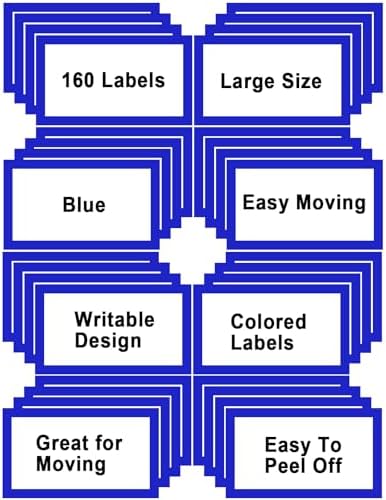 6 x 4 inch Large Moving Labels for Boxes, Blank Moving Boxes Labels Stickers, 160pcs 8 Color Coded Moving Stickers Packing Labels Stickers for Home Organization Projects, Kitchen, Storage Bins, (Blue) by Gicare