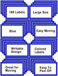 6 x 4 inch Large Moving Labels for Boxes, Blank Moving Boxes Labels Stickers, 160pcs 8 Color Coded Moving Stickers Packing Labels Stickers for Home Organization Projects, Kitchen, Storage Bins, (Blue) by Gicare