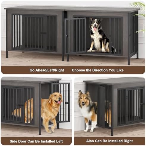 EasyCom 39.96" Dog Crate Furniture for 1 or 2 Dogs, 35-60 Pounds, Dark Grey - Image 3