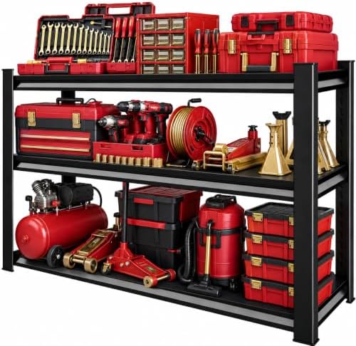 Metal Garage Shelving Unit, Heavy Duty Adjustable Storage Shelves, Steel Shelving, 1500 lbs Capacity Shelves for Heavy Tools and Equipment, 3 Tier, 35.4" W × 11.8" D × 31.5" H by Notmise