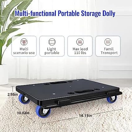 Furniture Dolly, Moving Dolly 4 Wheels Heavy Duty, 16in-11in 500lbs Capacity - Image 4