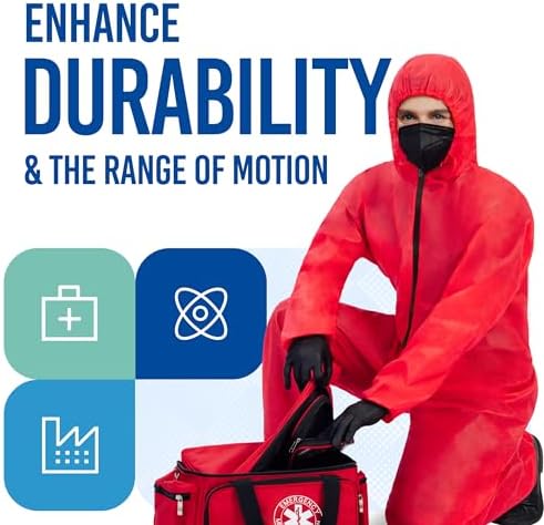 Medtecs Hazmat Suits - 6 Sizes Options - Disposable Coveralls Suit, Medical Protective Coverall PPE Hazmat Suits - Image 6