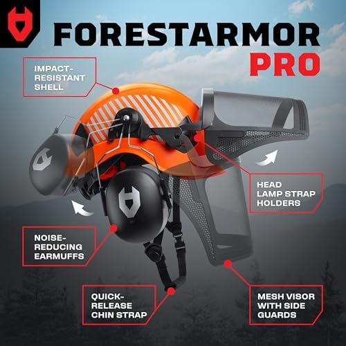 NoCry ANSI Z89.1 Rated Arborist Helmet — Chainsaw Helmet with Face Shield and Ear Muffs — Adjustable Hard Hat with Adaptive Ventilation; Impact-Resistant Mesh Face Shield for Forestry with Side Guards - Image 2