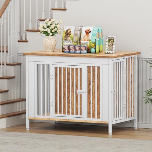 EasyCom 39.96" Dog Crate Furniture for 1 or 2 Dogs, 35-60 Pounds, White - Image 7