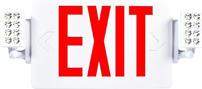 Sunco Exit Signs With Emergency Lights, Two Adjustable LED Lights With Backup by SuncoLighting