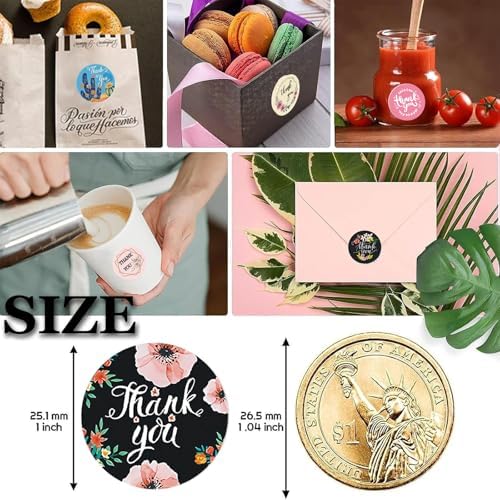 Thank You Stickers Rolls 3000 Pcs - 1 Inch Floral Designs Thank You Stickers Labels for Baking Packaging Envelope Seals Small Business Flower Stickers Tags for Wedding Birthday Party Gift Wrap Bag - Image 2