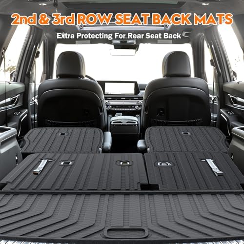 KUST Cargo Mat for 2020-2025 Kia Telluride 7 Seats, Rubber Rear Trunk Liner with 2nd/3rd Row Backrest Kick Mat for Telluride Accessories High Edge Cover All Weather Protection - Image 4